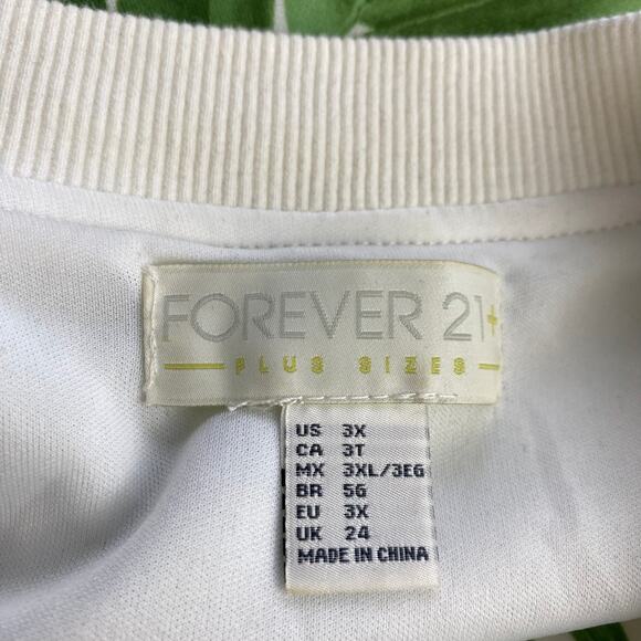 Forever 21 Tropical Bomber Jacket Women 3X Green Coastal Outdoor Golf Athleisure - Picture 6 of 7